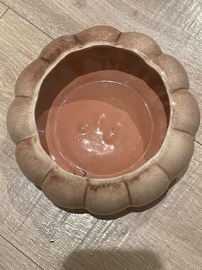 Vintage Gonder E12 Pinkish MAUVE “fluted Gourd”  Planter Pot Near Mint Cond